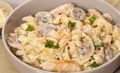 Recette Pâtes à la Crème Poulet et Champignons