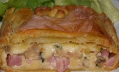 Tourte au jambon, champignons