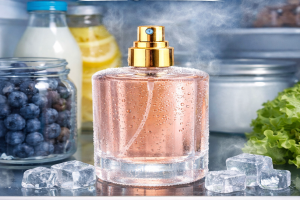 bouteille de parfum au réfrigérateur