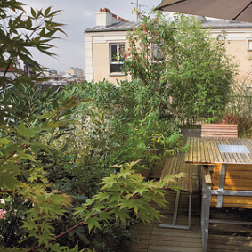 Jardin suspendu :<br />l'écran de verdure protège du vent et des regards<br />F. Boucourt - Rustica - conception et réalisation : balcoon Jardin suspendu :<br />l'écran de verdure protège du vent et des regards<br />F. Boucourt - Rustica - conception et réalisation : balcoon