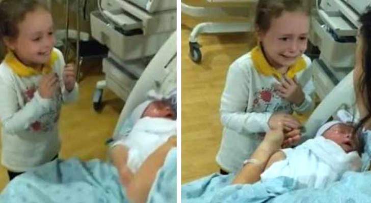 Une fillette voit sa petite sœur pour la première fois : découvrez sa réaction