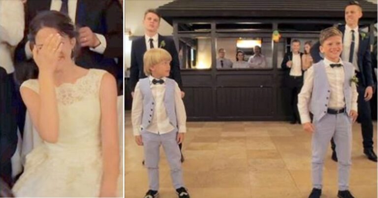 Les frères et sœurs de la mariée exécutent une danse de mariage synchronisée mais le petit frère vole la vedette avec ses mouvements