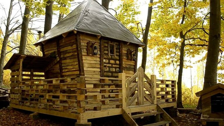 Un homme montre comment il a fabriqué sa Tiny House avec des palettes de bois
