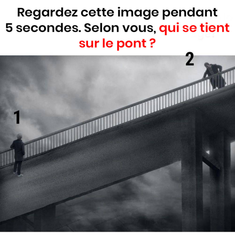 Regardez l’image pendant 5 secondes. Selon vous, qui se tient sur le pont ?