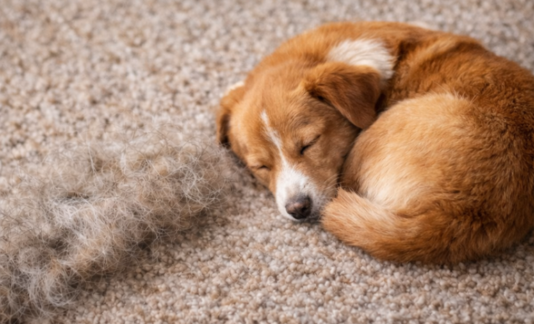 Retirer les poils d’animaux du tapis avec une simple raclette à vitres