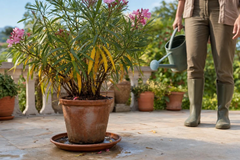 Laurier-rose : l’astuce toute simple pour savoir si votre plante a soif