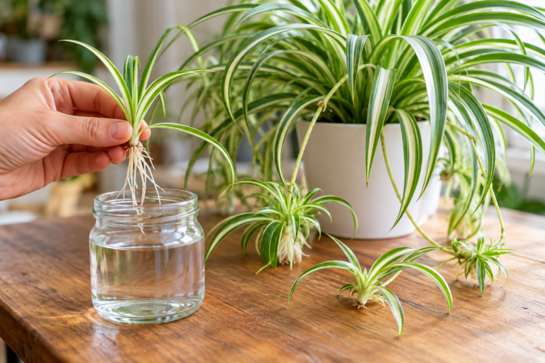Multiplier une plante araignée avec ses jeunes pousses