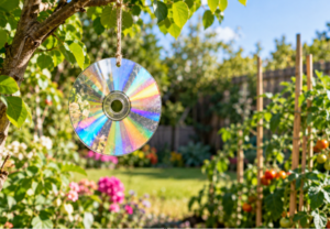 un vieux CD dans leur jardin