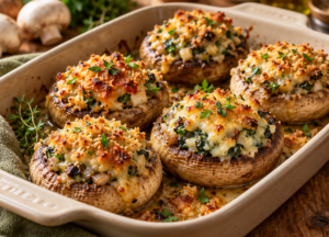 Champignons farcis au four