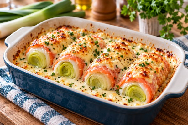 Roulés de poireaux au saumon