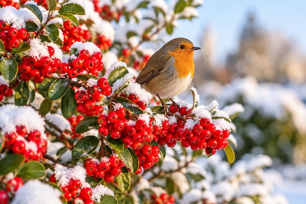 arbuste aux baies rouges peut devenir un refuge pour les oiseaux en hiver